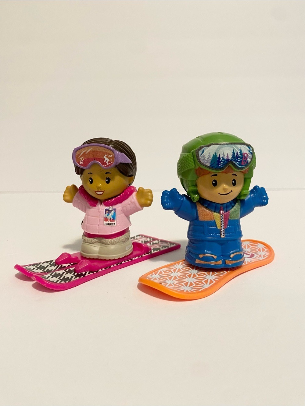 Little People Barbie Ski Snowboard Figure w Boards Christmas Lot Holiday Toy